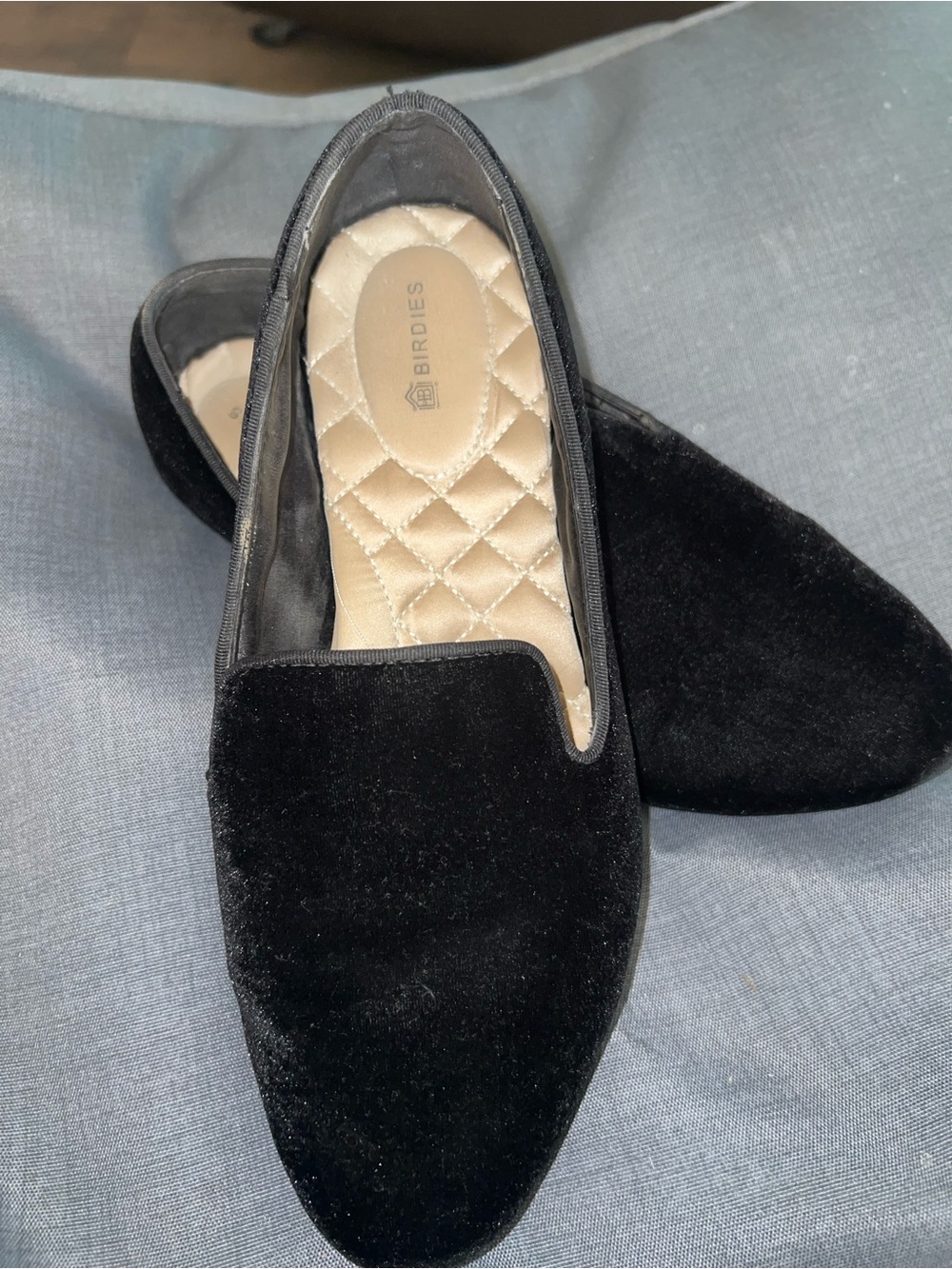 Birdies Black Velvet Women's Slip-On Loafers